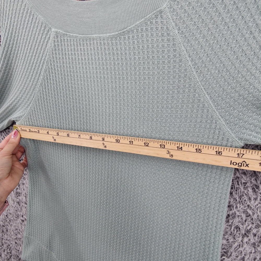 prAna Women Gorpcore Athleisure Sheeba Waffle Knit Top L Sage Green Thermal Cozy - Picture 2 of 16